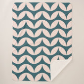 Mid Century Modern Geometric Pattern in Blauwgroen Sherpa Deken (Voorkant)