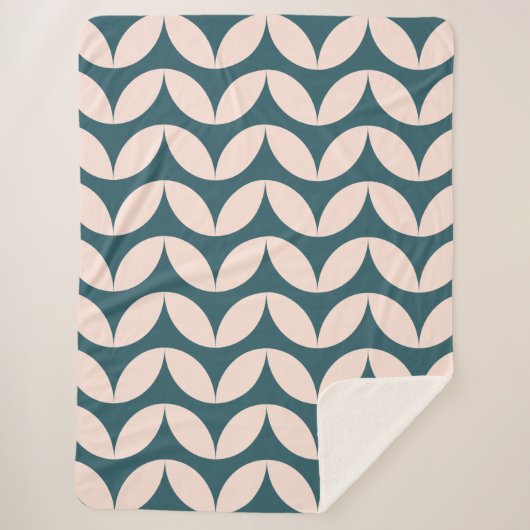 Mid Century Modern Geometric Pattern in Blauwgroen Sherpa Deken (Voorkant)