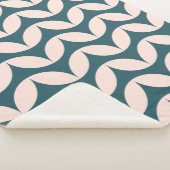 Mid Century Modern Geometric Pattern in Blauwgroen Sherpa Deken (3/4)