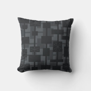 Mid Century Modern Geometrisch Donkergrijs Kussen