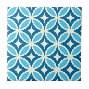Mid century modern geometrisch Navyblauw Tegeltje