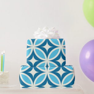 Mid Century Modern geometrisch patroon blauw Cadeaupapier