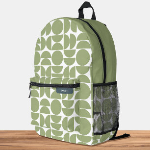Mid Century Modern geometrisch patroon groen Bedrukte Rugzak