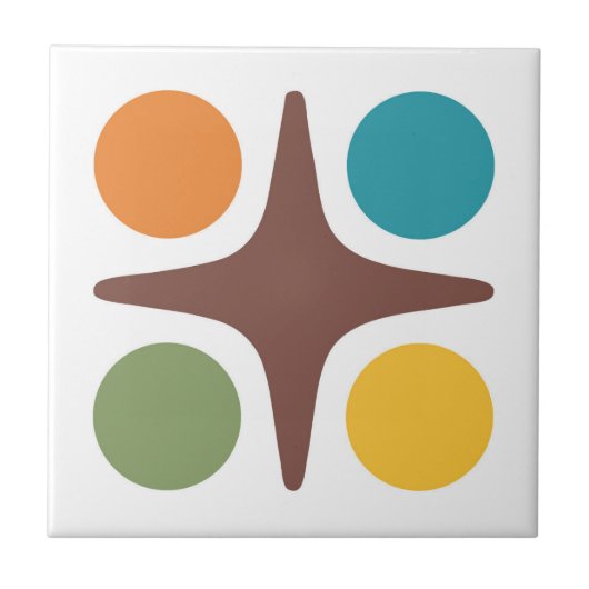 Mid Century Modern Geometrisch Starburst Ontwerp Tegeltje (Voorkant)