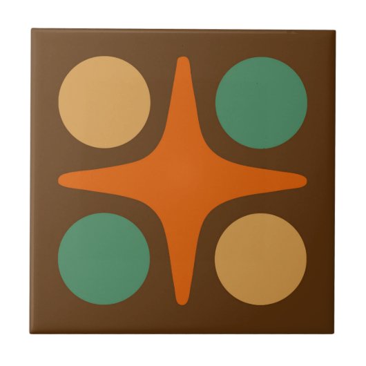 Mid Century Modern Geometrisch Starburst Ontwerp Tegeltje (Voorkant)