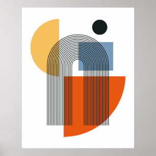 Mid Century Modern Geometrische Abstracte Wandkuns Poster