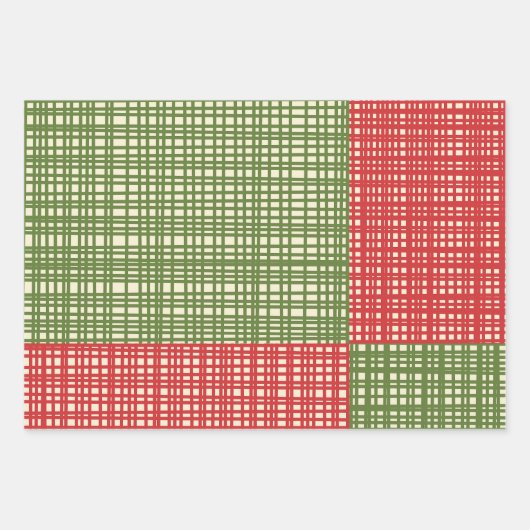 Mid Century Modern Geweven Retro Kerst Patchwork Inpakpapier Vel (Voorkant 3)