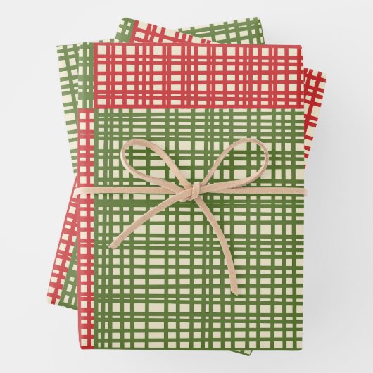 Mid Century Modern Geweven Retro Kerst Patchwork Inpakpapier Vel (In situ)