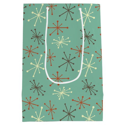 Mid Century Modern Gift Bag – Retro Atomic Starbur Medium Cadeauzakje (Achterkant)