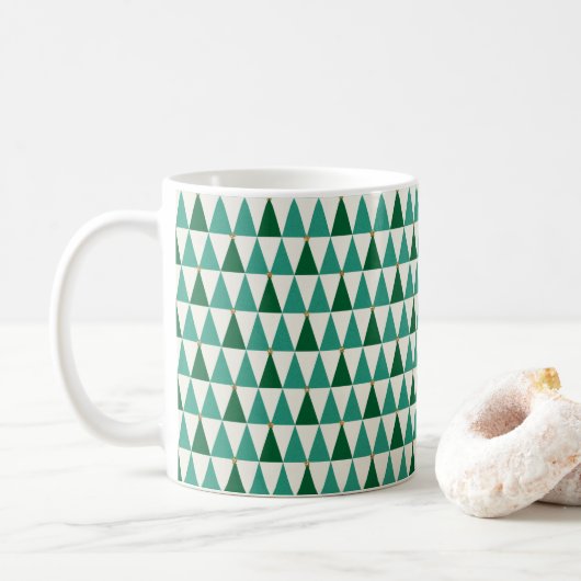 Mid Century Modern Glitter-kerstbomen Koffiemok (Met donut)