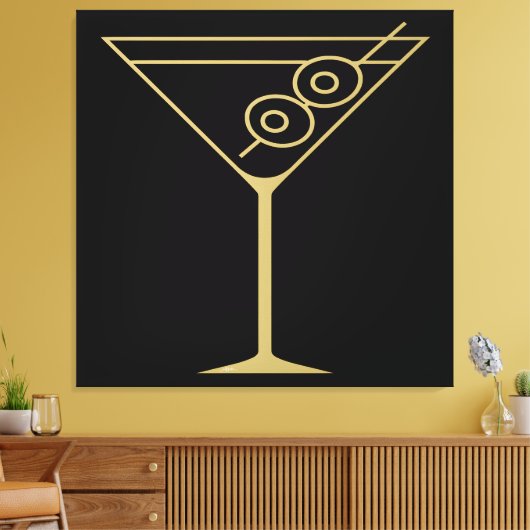 Mid Century Modern Gold 2 Olive Martini Canvas Afdruk (Insitu (Woonkamer))