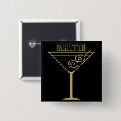 Mid Century Modern Gold 2 Olive Martini Vierkante Button 5,1 Cm (Voorkant /achterkant)