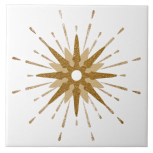 Mid-Century Modern Gold Starburst   Groot Tegeltje