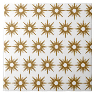 Mid-Century Modern Gold Starburst Pattern Groot Tegeltje