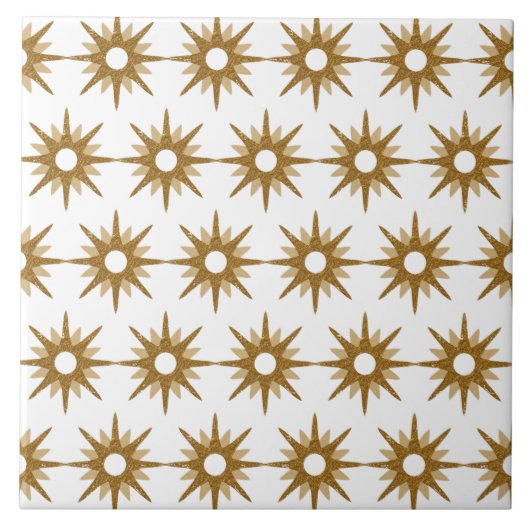 Mid-Century Modern Gold Starburst Pattern Groot Tegeltje (Voorkant)