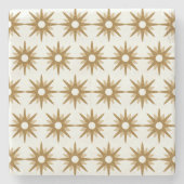 Mid-Century Modern Gold Starburst Pattern Stenen Onderzetter (Voorkant)