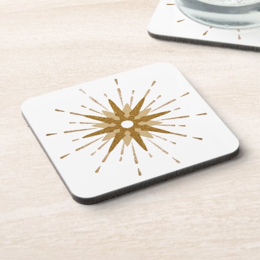 Mid-Century Modern Gold Starburst Plastic Bier Onderzetter (Linkerzijde)