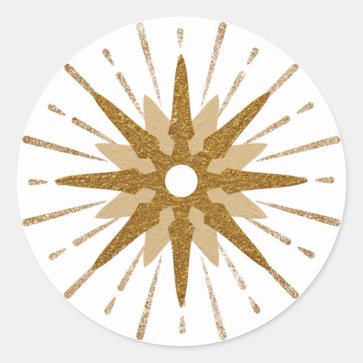 Mid-Century Modern Gold Starburst Ronde Sticker (Voorkant)