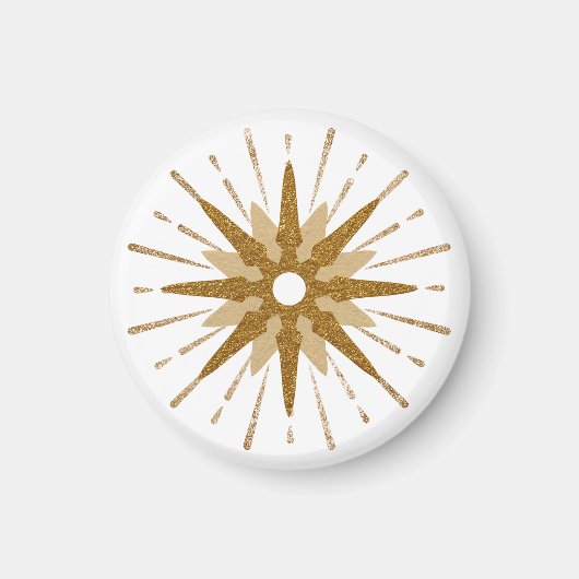 Mid-Century Modern Gold Starburst Round Magneet (Voorkant)