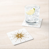 Mid-Century Modern Gold Starburst Vierkante Kartonnen Onderzetter (Insitu)