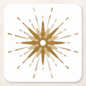 Mid-Century Modern Gold Starburst Vierkante Kartonnen Onderzetter (Voorkant)