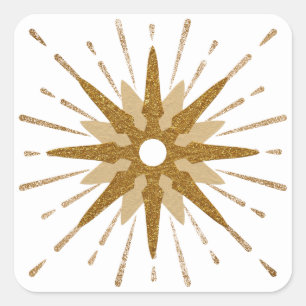 Mid-Century Modern Gold Starburst Vierkante Sticker
