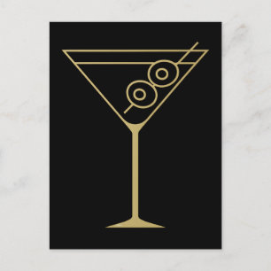 Mid Century Modern Gouden 2 Olijf Martini Briefkaart