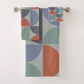 Mid-Century Modern Gray Blue Lemongras en klei Bad Handdoek
