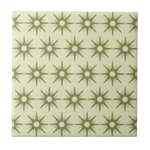 Mid-Century Modern Green Starburst Pattern Tegeltje