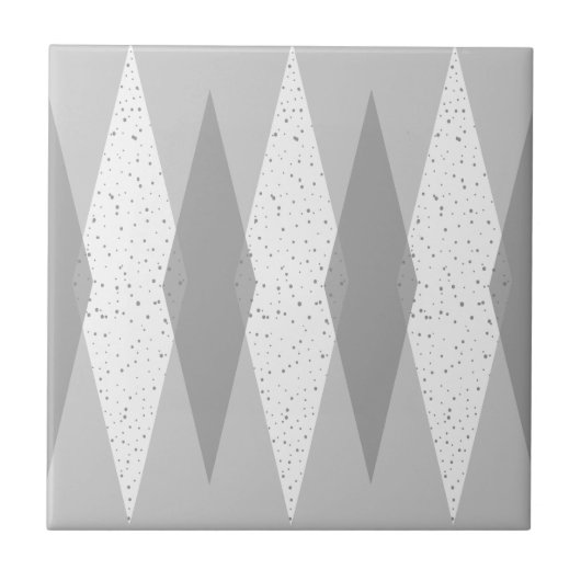 Mid Century Modern Grey Argyle Ceramic Tile Tegeltje (Voorkant)