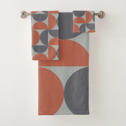 Mid-Century Modern Grey en klei Bad Handdoek (Insitu)