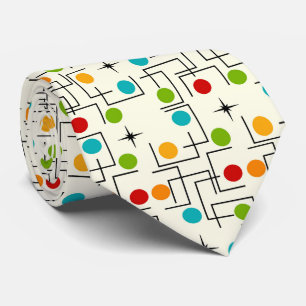 Mid-Century Modern Grid Pattern Yellow Stropdas