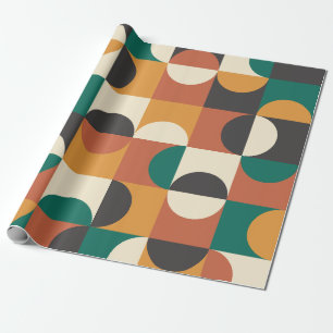 Mid Century Modern Half cirkelt groen en sinaasapp Cadeaupapier