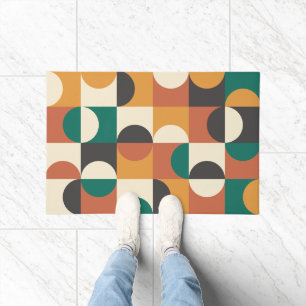 Mid Century Modern Half cirkelt groen en sinaasapp Deurmat