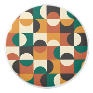Mid Century Modern Half cirkelt groen en sinaasapp Keramische Knop