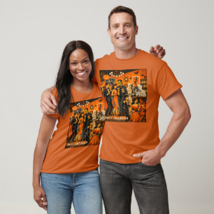 Mid Century Modern Halloween Martini Feest T-shirt