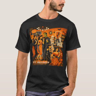 Mid Century Modern Halloween Martini Feest T-shirt