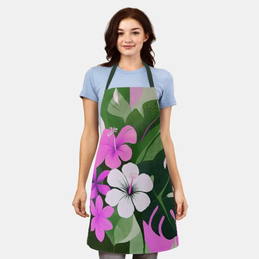Mid-Century Modern Hawaiian Hibiscus and Plumeria Schort (Gedragen)