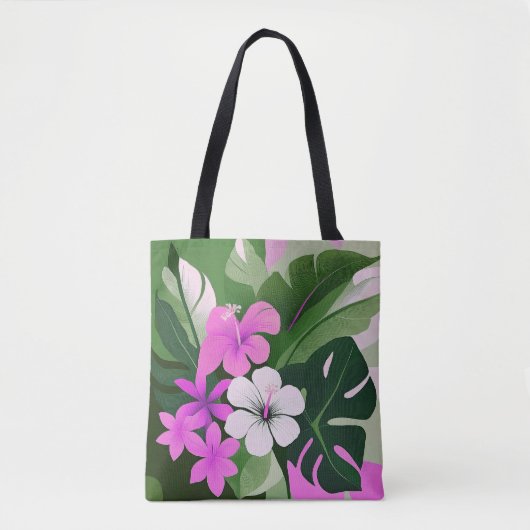 Mid-Century Modern Hawaiian Hibiscus Beach Bag Draagtas (Voorkant)