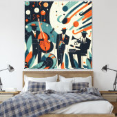 Mid Century Modern Jazz Age Trio Canvas Afdruk (Insitu (Slaapkamer))