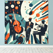 Mid Century Modern Jazz Age Trio Canvas Afdruk (Insitu (Houten vloer))