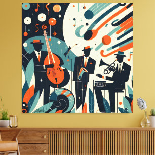 Mid Century Modern Jazz Age Trio Canvas Afdruk
