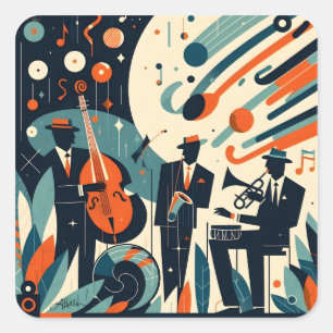 Mid Century Modern Jazz Age Trio Vierkante Sticker