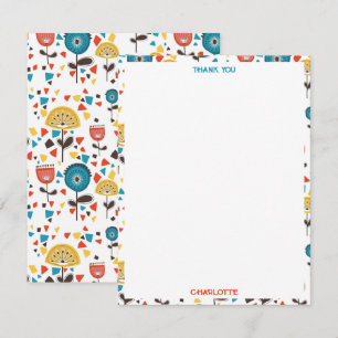 Mid Century Modern kleurrijk bloemmotief Bedankkaart