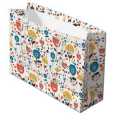 Mid Century Modern kleurrijk bloemmotief Groot Cadeauzakje (Voorkant Gekanteld)