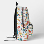 Mid Century Modern Kleurrijke Bloemen Custom Name Bedrukte Rugzak (Links)