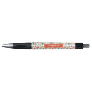Mid Century Modern Kleurrijke Bloemen Custom Name Pen