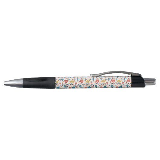 Mid Century Modern Kleurrijke Bloemen Custom Name Pen (Bovenkant)