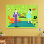 Mid Century Modern Koppel Custom Stretched Canvas (Insitu (Woonkamer))