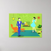 Mid Century Modern Koppel Uitgerekt Canvas Print (Voorkant)